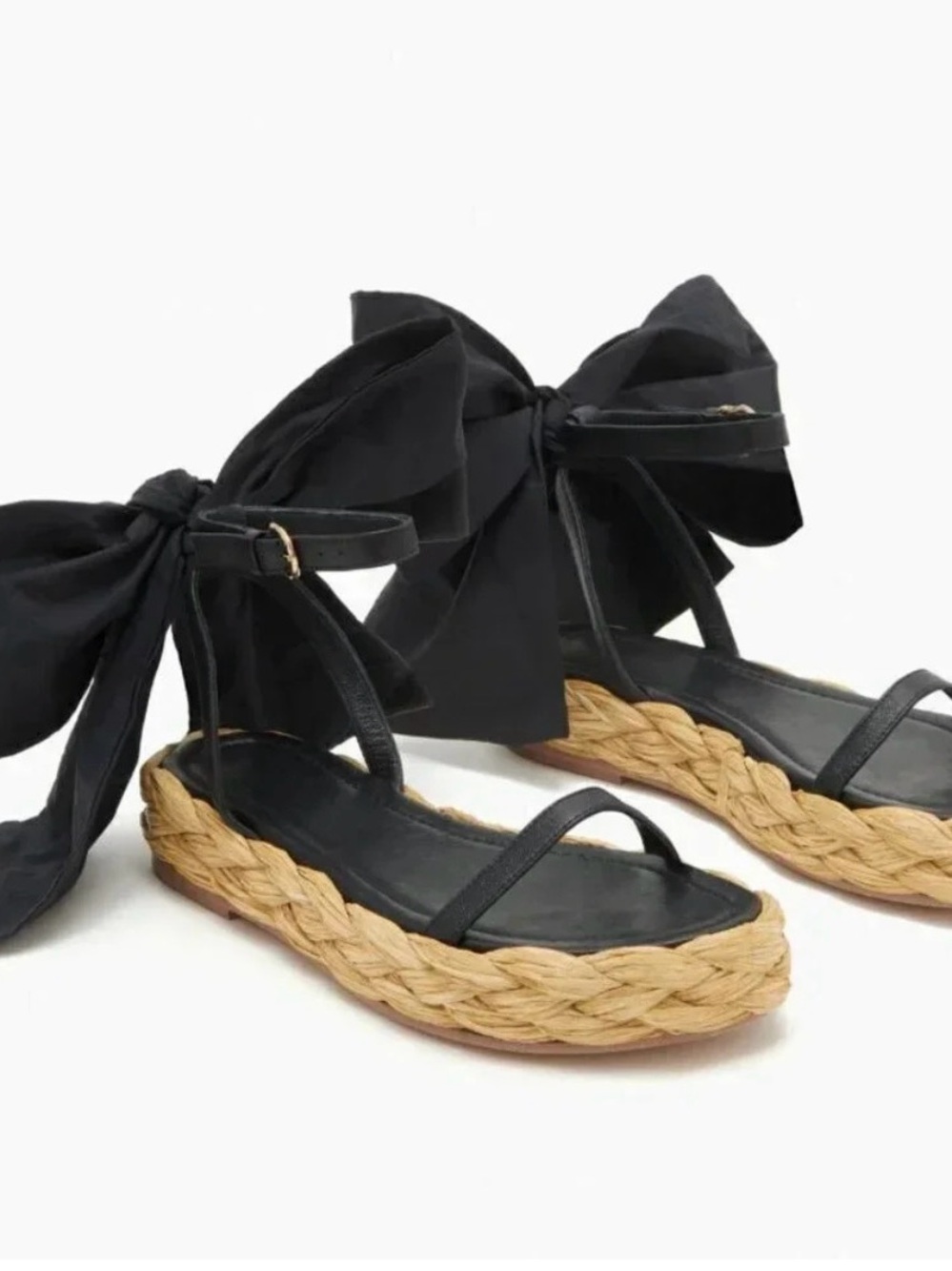 BROKEN Black Bow Espadrille Sandals